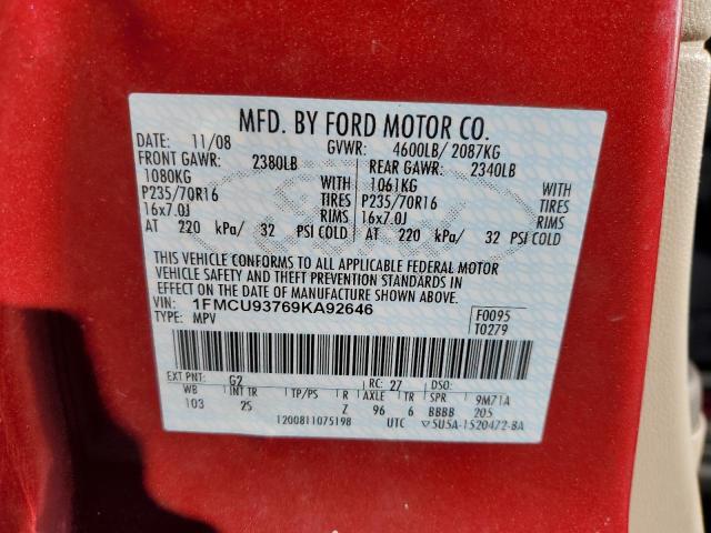 Photo 12 VIN: 1FMCU93769KA92646 - FORD ESCAPE XLT 