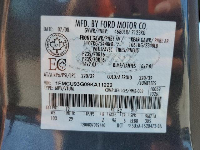 Photo 12 VIN: 1FMCU93G09KA11222 - FORD ESCAPE XLT 