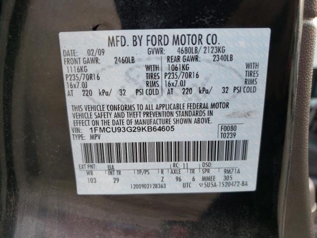 Photo 12 VIN: 1FMCU93G29KB64605 - FORD ESCAPE XLT 