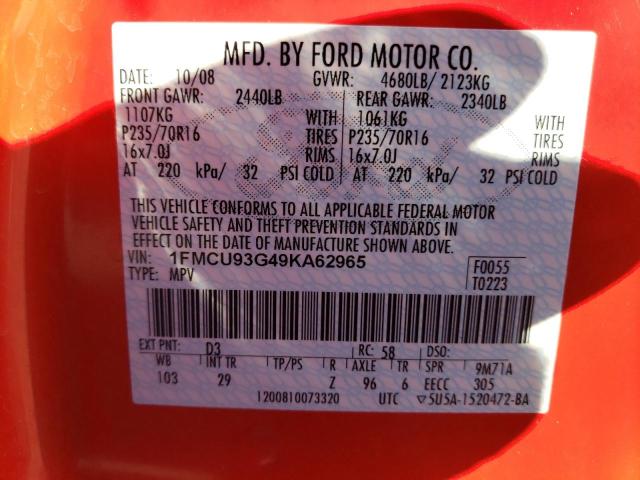 Photo 12 VIN: 1FMCU93G49KA62965 - FORD ESCAPE XLT 