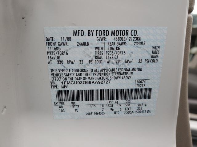 Photo 12 VIN: 1FMCU93G69KA92727 - FORD ESCAPE XLT 