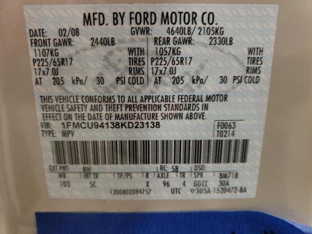 Photo 12 VIN: 1FMCU94138KD23138 - FORD ESCAPE LIM 