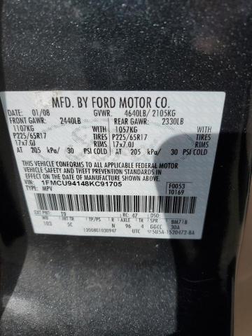 Photo 12 VIN: 1FMCU94148KC91705 - FORD ESCAPE 