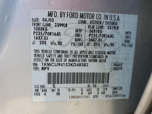 Photo 13 VIN: 1FMCU94153KD48583 - FORD ESCAPE LIM 