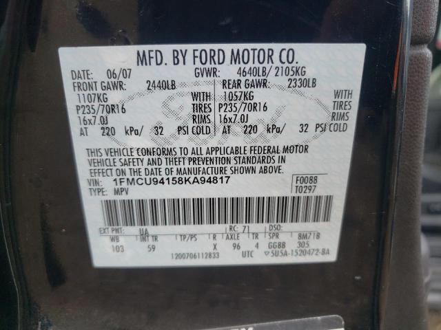 Photo 11 VIN: 1FMCU94158KA94817 - FORD ESCAPE 