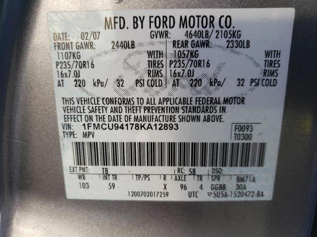 Photo 12 VIN: 1FMCU94178KA12893 - FORD ESCAPE LIM 