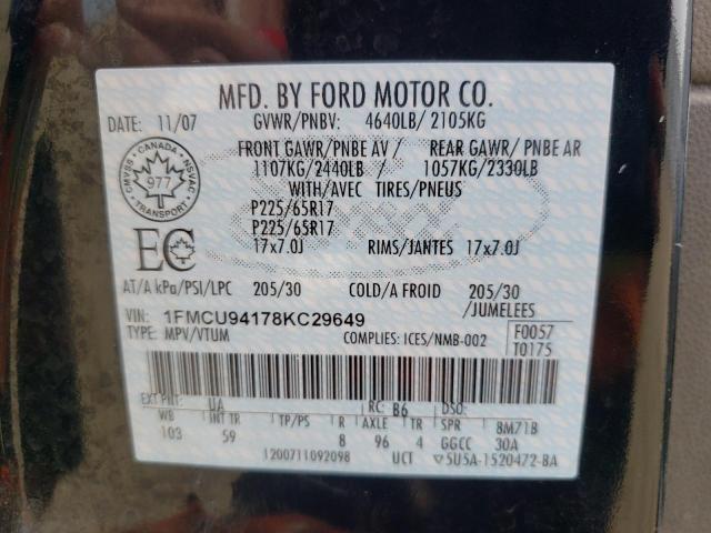 Photo 12 VIN: 1FMCU94178KC29649 - FORD ESCAPE 