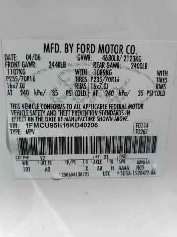 Photo 12 VIN: 1FMCU95H16KD40206 - FORD ESCAPE 