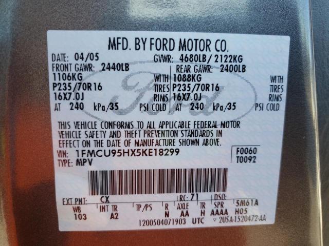 Photo 9 VIN: 1FMCU95HX5KE18299 - FORD ESCAPE HEV 