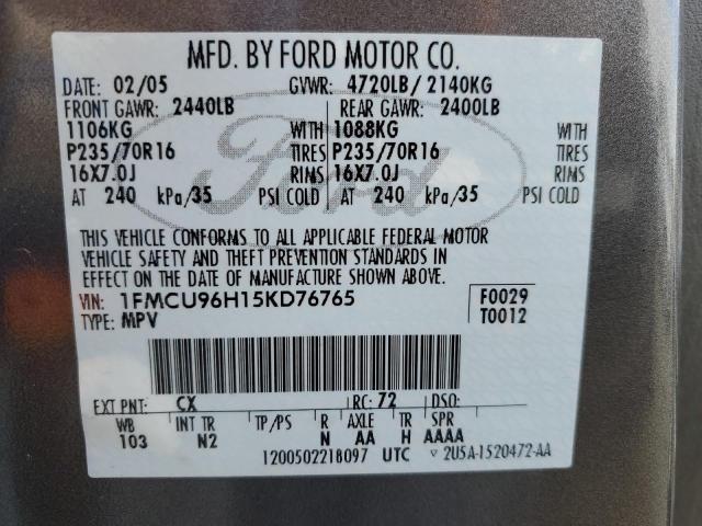 Photo 12 VIN: 1FMCU96H15KD76765 - FORD ESCAPE 