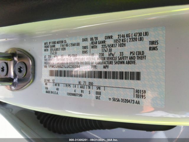 Photo 8 VIN: 1FMCU9BZ1LUC30284 - FORD ESCAPE 