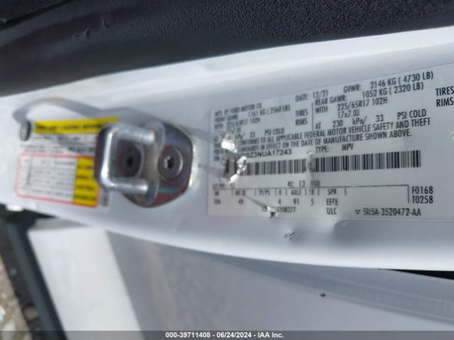 Photo 8 VIN: 1FMCU9BZ3NUA17243 - FORD ESCAPE 