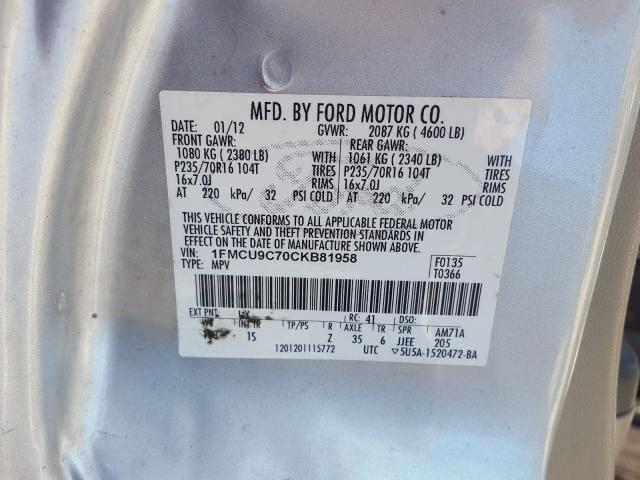 Photo 9 VIN: 1FMCU9C70CKB81958 - FORD ESCAPE XLS 