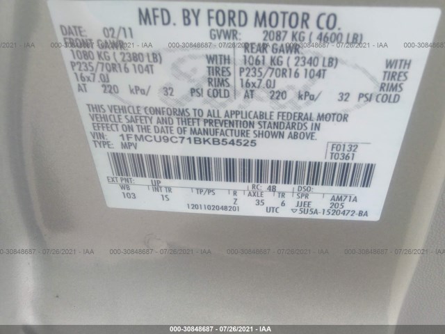 Photo 8 VIN: 1FMCU9C71BKB54525 - FORD ESCAPE 