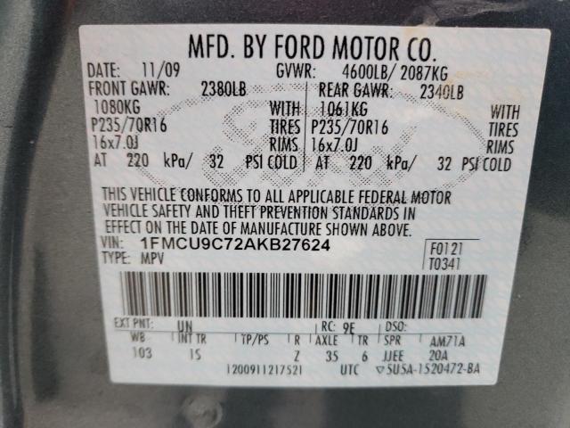 Photo 12 VIN: 1FMCU9C72AKB27624 - FORD ESCAPE XLS 