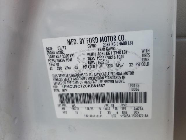 Photo 11 VIN: 1FMCU9C72CKB81587 - FORD ESCAPE XLS 