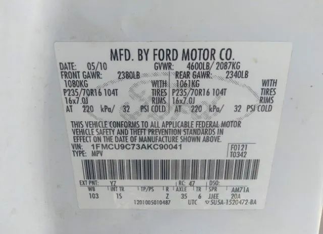 Photo 8 VIN: 1FMCU9C73AKC90041 - FORD ESCAPE 