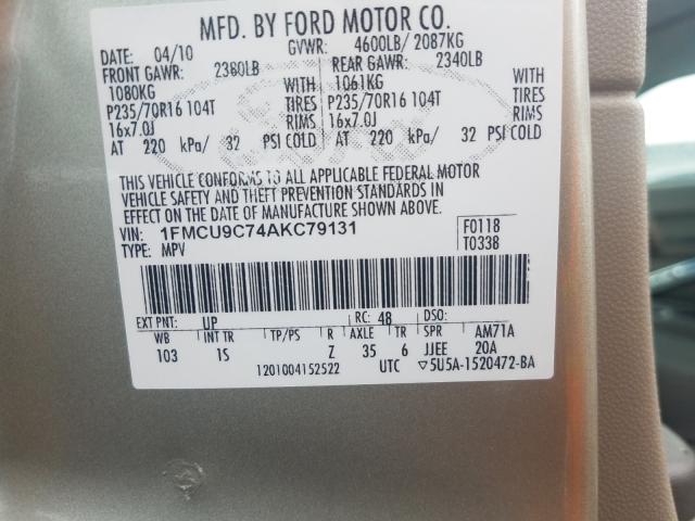 Photo 9 VIN: 1FMCU9C74AKC79131 - FORD ESCAPE XLS 