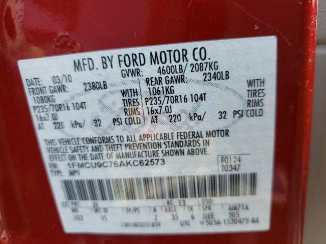 Photo 9 VIN: 1FMCU9C76AKC62573 - FORD ESCAPE XLS 