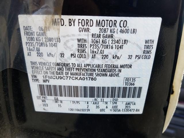 Photo 9 VIN: 1FMCU9C77CKA01780 - FORD ESCAPE XLS 