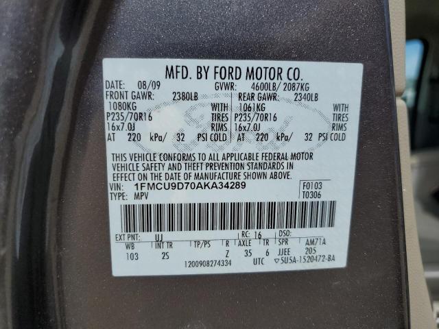 Photo 9 VIN: 1FMCU9D70AKA34289 - FORD ESCAPE XLT 