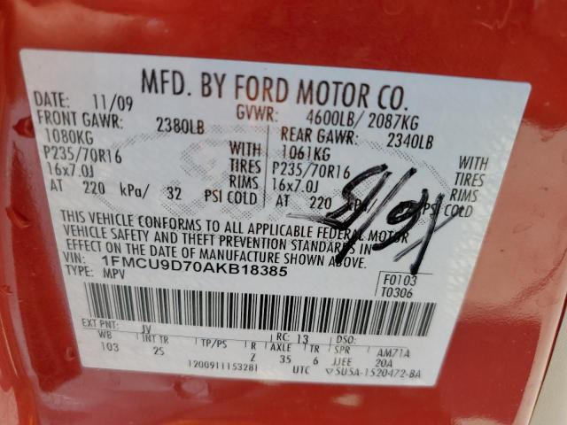 Photo 12 VIN: 1FMCU9D70AKB18385 - FORD ESCAPE XLT 