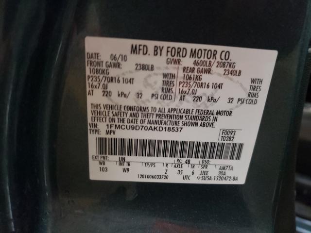 Photo 9 VIN: 1FMCU9D70AKD18537 - FORD ESCAPE XLT 