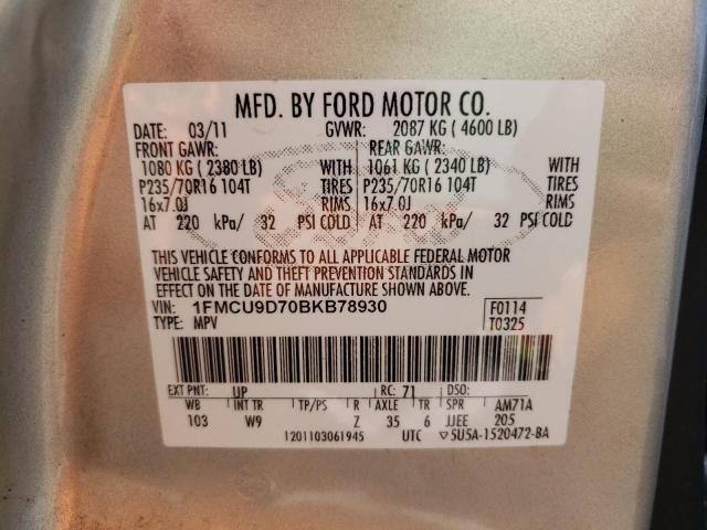 Photo 9 VIN: 1FMCU9D70BKB78930 - FORD ESCAPE XLT 