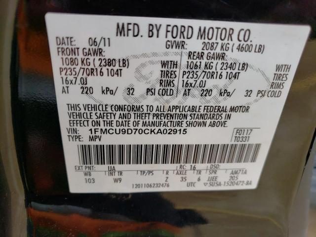 Photo 12 VIN: 1FMCU9D70CKA02915 - FORD ESCAPE 