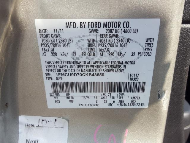 Photo 9 VIN: 1FMCU9D70CKB43659 - FORD ESCAPE XLT 