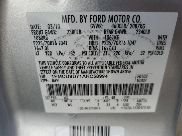 Photo 9 VIN: 1FMCU9D71AKC58994 - FORD ESCAPE XLT 