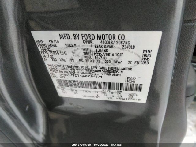 Photo 8 VIN: 1FMCU9D71AKC84771 - FORD ESCAPE 