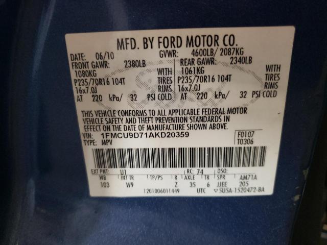 Photo 11 VIN: 1FMCU9D71AKD20359 - FORD ESCAPE XLT 