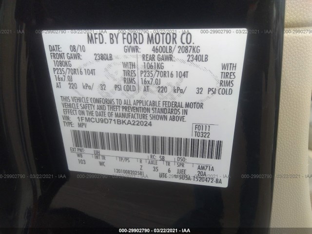 Photo 8 VIN: 1FMCU9D71BKA22024 - FORD ESCAPE 