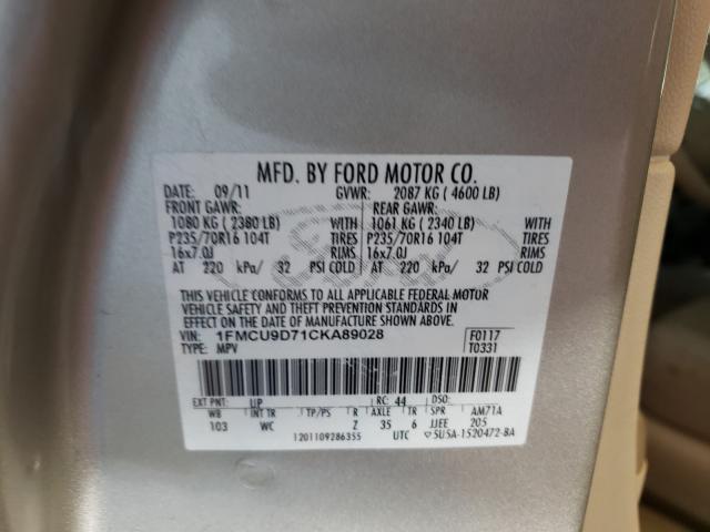 Photo 9 VIN: 1FMCU9D71CKA89028 - FORD ESCAPE XLT 