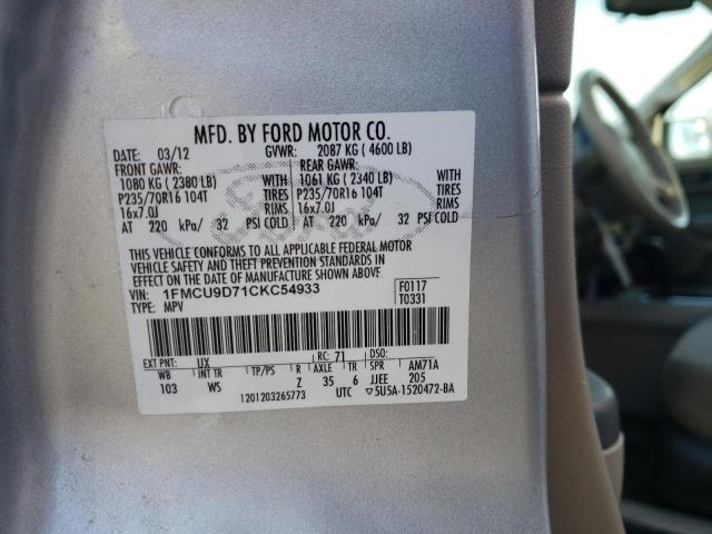 Photo 12 VIN: 1FMCU9D71CKC54933 - FORD ESCAPE 