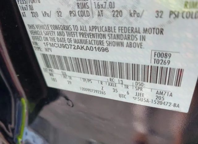 Photo 8 VIN: 1FMCU9D72AKA01696 - FORD ESCAPE 