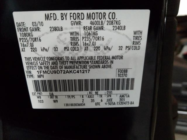 Photo 9 VIN: 1FMCU9D72AKC41217 - FORD ESCAPE XLT 