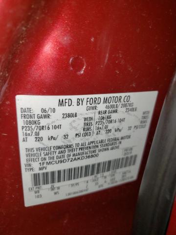 Photo 9 VIN: 1FMCU9D72AKD36800 - FORD ESCAPE XLT 