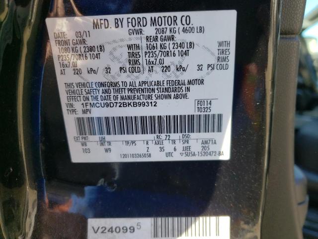 Photo 9 VIN: 1FMCU9D72BKB99312 - FORD ESCAPE XLT 