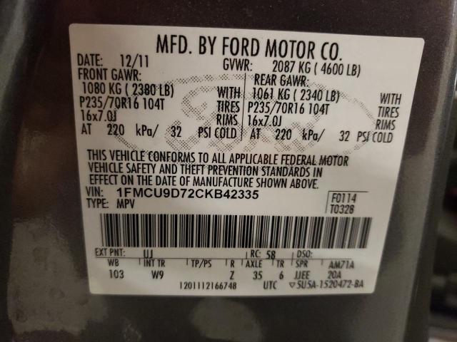 Photo 12 VIN: 1FMCU9D72CKB42335 - FORD ESCAPE 