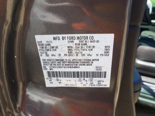 Photo 9 VIN: 1FMCU9D72CKB54663 - FORD ESCAPE XLT 