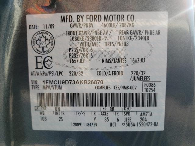 Photo 9 VIN: 1FMCU9D73AKB26870 - FORD ESCAPE XLT 