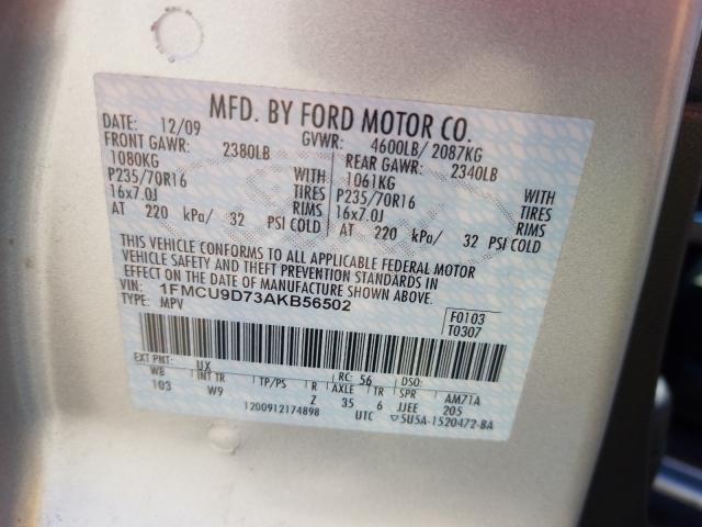 Photo 9 VIN: 1FMCU9D73AKB56502 - FORD ESCAPE XLT 