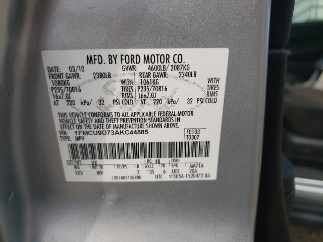 Photo 9 VIN: 1FMCU9D73AKC44885 - FORD ESCAPE XLT 