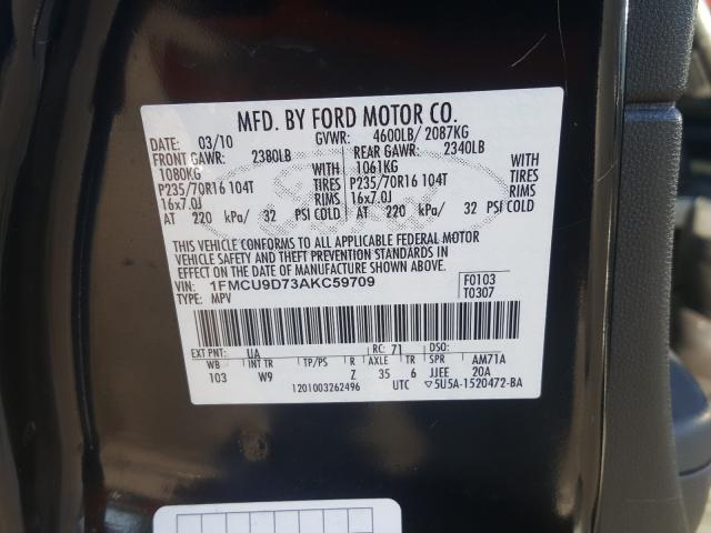 Photo 9 VIN: 1FMCU9D73AKC59709 - FORD ESCAPE XLT 