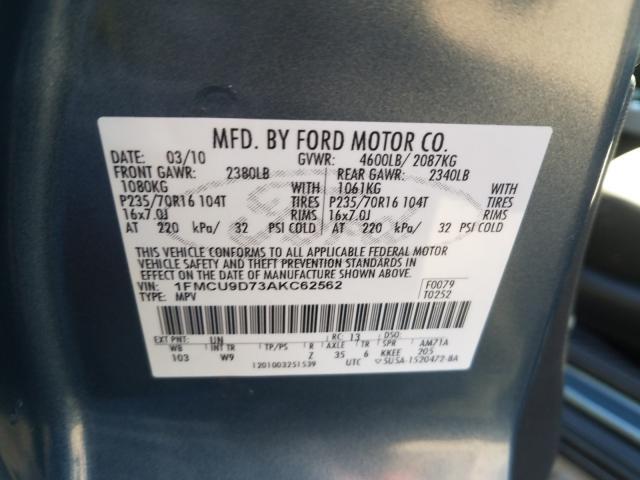 Photo 9 VIN: 1FMCU9D73AKC62562 - FORD ESCAPE XLT 