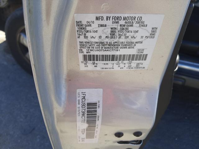 Photo 9 VIN: 1FMCU9D73AKC77191 - FORD ESCAPE XLT 