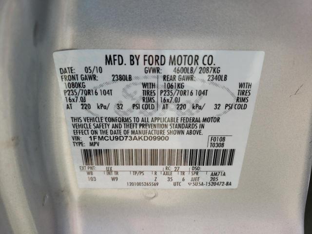 Photo 9 VIN: 1FMCU9D73AKD09900 - FORD ESCAPE XLT 