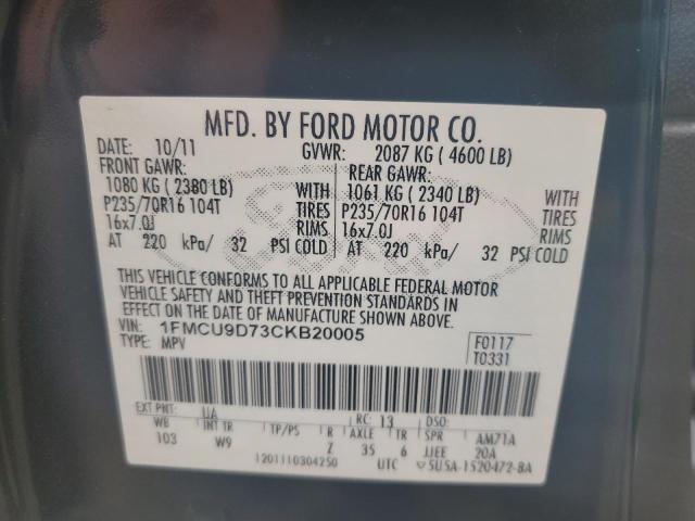 Photo 9 VIN: 1FMCU9D73CKB20005 - FORD ESCAPE XLT 